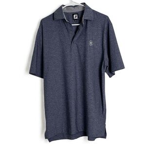 FJ FootJoy Mens Navy Short Sleeve Collar Button Placket Logo‎ Polo Shirt Medium